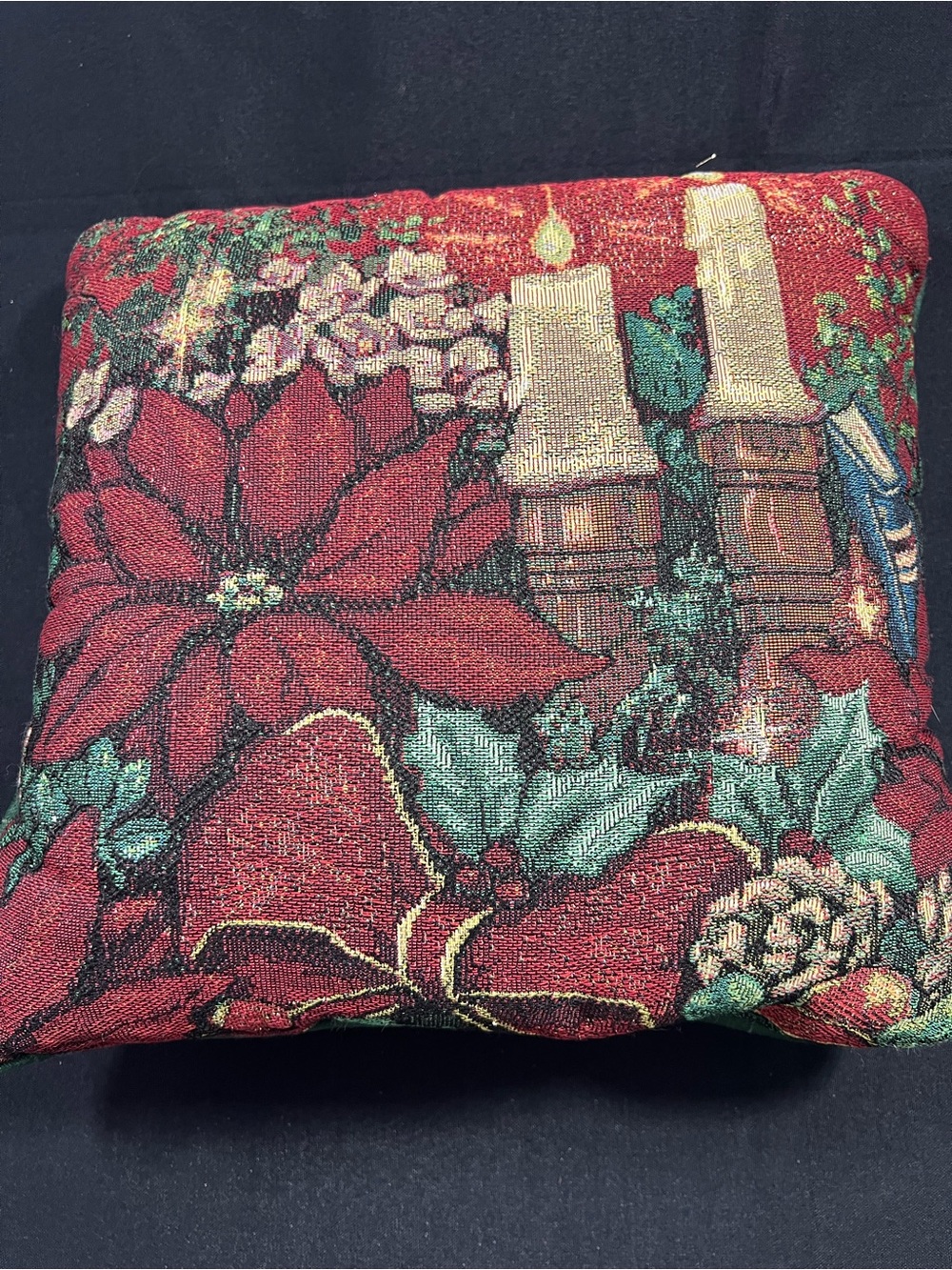 Holiday Poinsettia Decorative Throw Pillow - Red